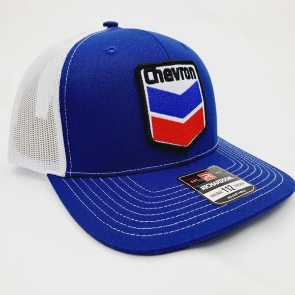 Retro Racing Chevron Richardson 112 Embroidered Patch Trucker Mesh Cap Hat 90s